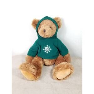 RUSS Teddy Bear Green Hooded Sweatshirt Large 18" Plush Toy Stuffed Animal Vtg